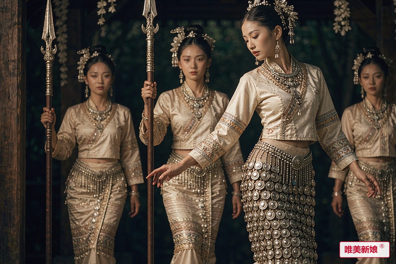婚礼场景 · 景颇山寨，新娘着银泡筒裙起舞