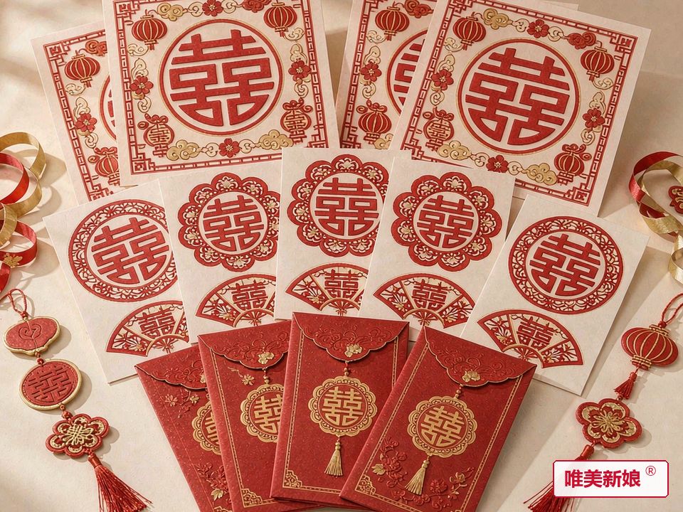 喜字贴纸与红包